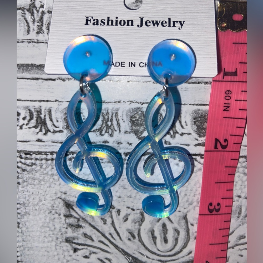 🎼Music Earrings🎼-New/Fun/Large/Iridescent/Plastic/Hippie/Rainbow/Party/Fun/Luv